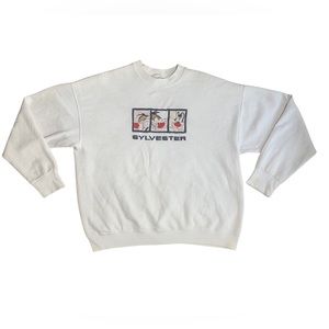 Freeze vintage Sylvester cat Looney Tunes white crewneck sweater XL